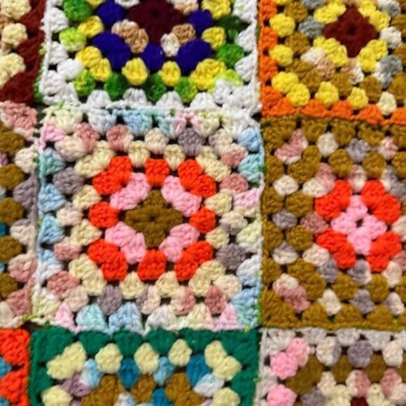 Vintage Handmade Granny Square Crochet Afghan cottagecore - Picture 3 of 10